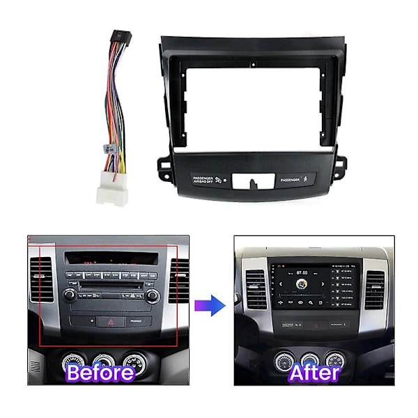 För Mitsubishi Outlander 2 2005 - 2011 Bilradio Dashboard Panel Ram Kraftkabel Canbus