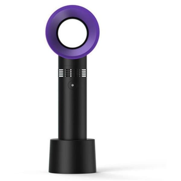Bærbar USB blæser uden blade. Mini genopladelig lydløs bordventilator med base - sort.