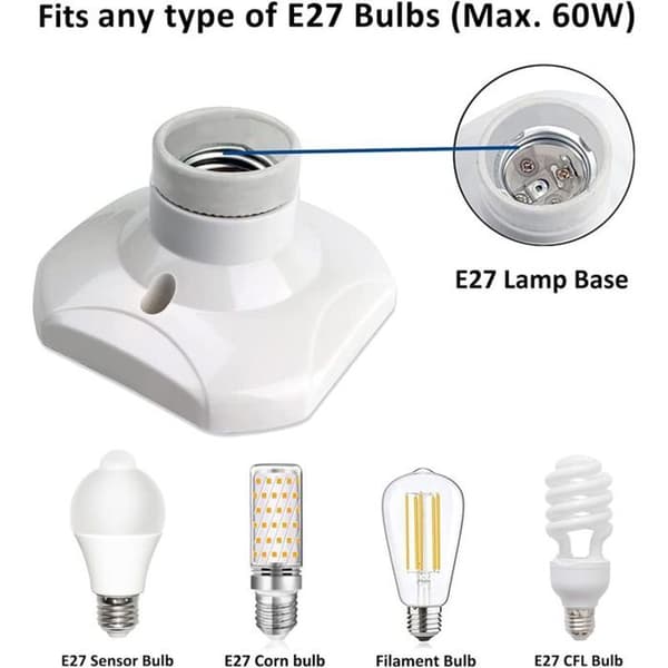 E27-socklar - LARGEIGHT - 4-pack - Vit plast - För LED-lampor - AC 220-240V