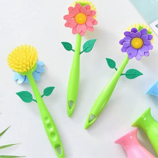 3-pack Set Skrubbborste Söt Blomma Diskborste Rengöring För Skrubbning Set