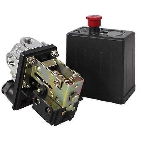Kraftig luftkompressor trykafbryder kontrolventil 175PSI 240V, Sort