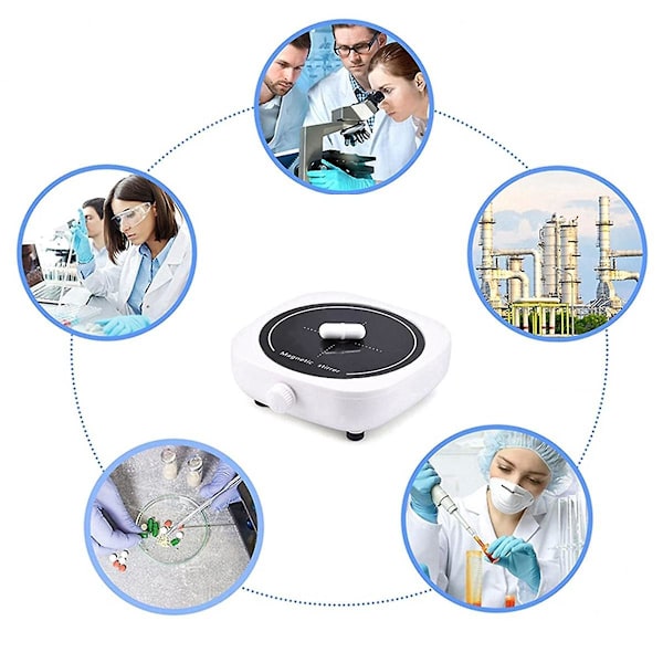 Magnetisk omrörare Mini Lab Stir Mixer Bärbar omrörare Platta med omrörare Bar 2L 4000RPM för Laboratorium W/USB Kabel