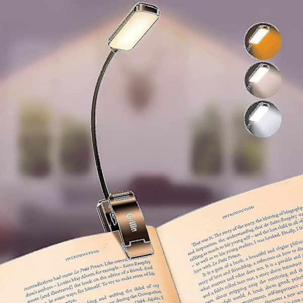 9 LED:n Gritin 3 silmäsäästävä lukulampi (lämmin) - portaaton himmennys, ladattava, #yogu