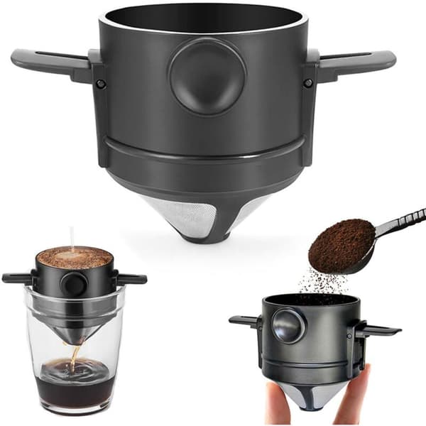 Genanvendeligt kaffefilter i rustfrit stål. papirløst og foldbart
