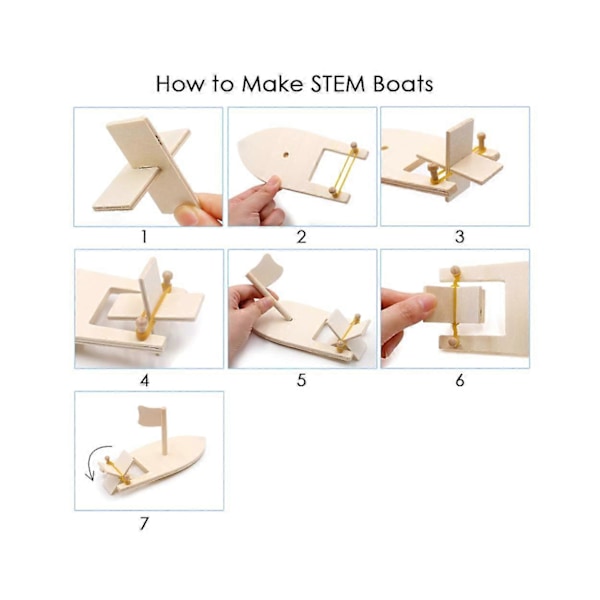 DIY Padlebåt Blanks 3 Deler Trebåtsett for Barn Familiehåndverksprosjekter