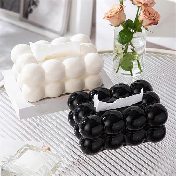 Bobleformet Tissueboks Holder Stue Tissue Etui Svart
