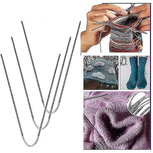 3 st Stickningsnålar Stickverktyg Rostfritt Stål Cirkulär Flexibel Sock Stickningsnål