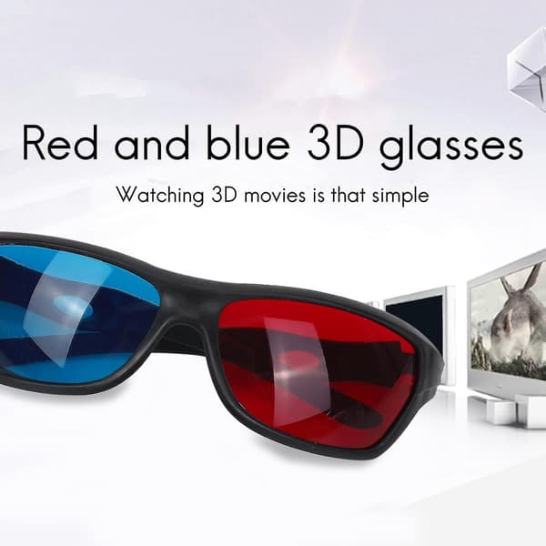 5x Røde og Blå Anaglyf Dimensionelle 3D Vision Briller til TV Spil DVD