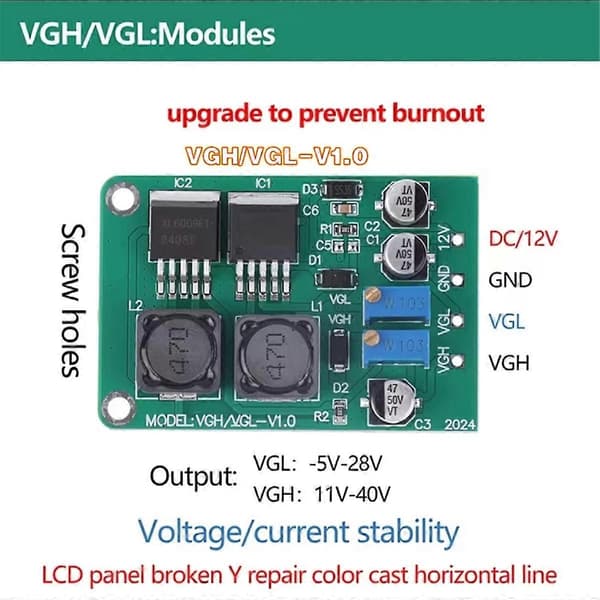 VGH VGL DC Modul Reparation LCD Panel Defekt Y Farve Unormal Horisontal Linje til Reparation af LCD Panel