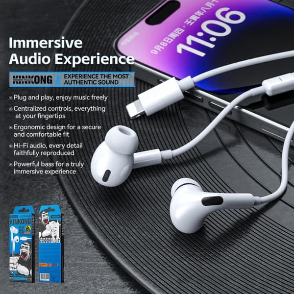 In-Ear Headset med Lightning-stik - Hvid