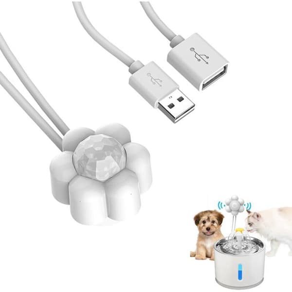Ekstern PIR Automatisk Sensor til Kattevandfontæne DC 5V 1A med USB-interface 30cm til Vandfontæner til Katte TV-KONTAKT