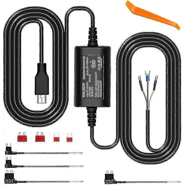 Orskey Dash Cam Hardwire Kit Mini Usb 12v 24v Till 5v Bil Dash Kamera Hårdkabel Kit Med Verklig Lågspänning Och Sjufaldigt Säkerhetsskydd - JA