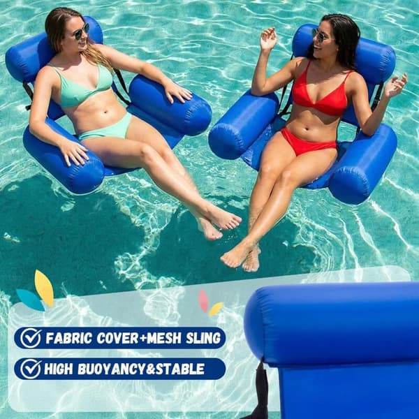 Oppustelig flydende poolstol, flydende liggestol til voksne, tykke oppustelige flydebånd - 2 stk.