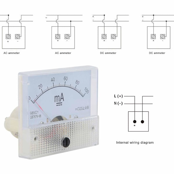 85C1 DC 0~100MA Viserenhet for likestrøm, panelmåler, måleinstrument