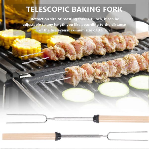 Marshmallow Grillpinnar BBQ-gaffel Teleskopisk för Korv Varmkorv S'mores Grillspett Eldstad Lägereld
