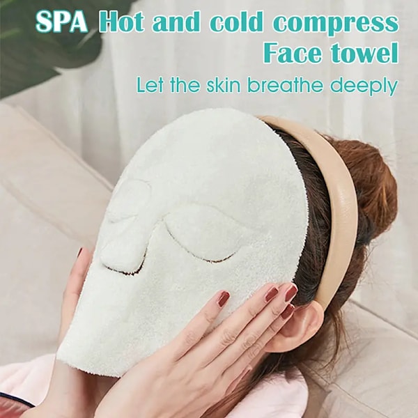 Coral Fleece -lämpötyynypyyhe, uudelleenkäytettävä spa-kasvonaamio vyöllä