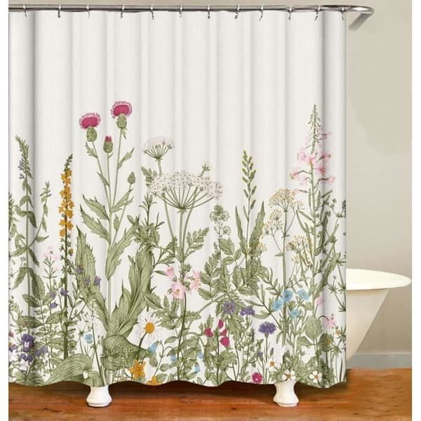 Dusjforheng - PZCC - Blomster - Vanntett - 100 % polyester - Vaskbar 3D