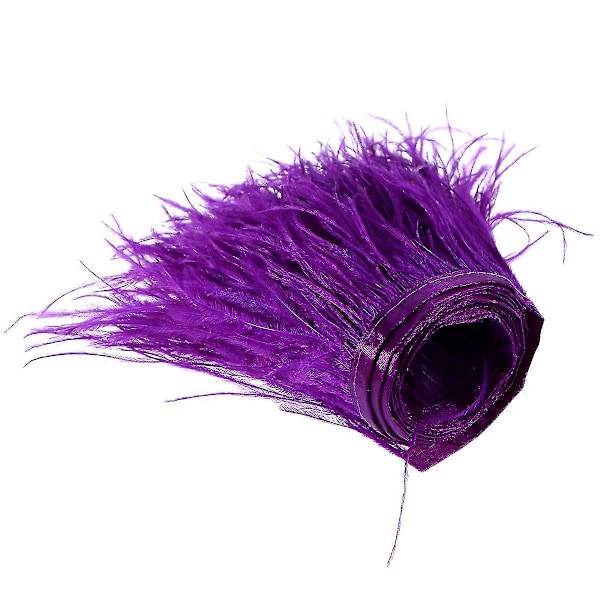 2m strutsin sulkien imitoitu reunus satiininauhalla mekkojen ompeluun, käsitöihin, asuihin ja DIY-koristeluun (violetti)