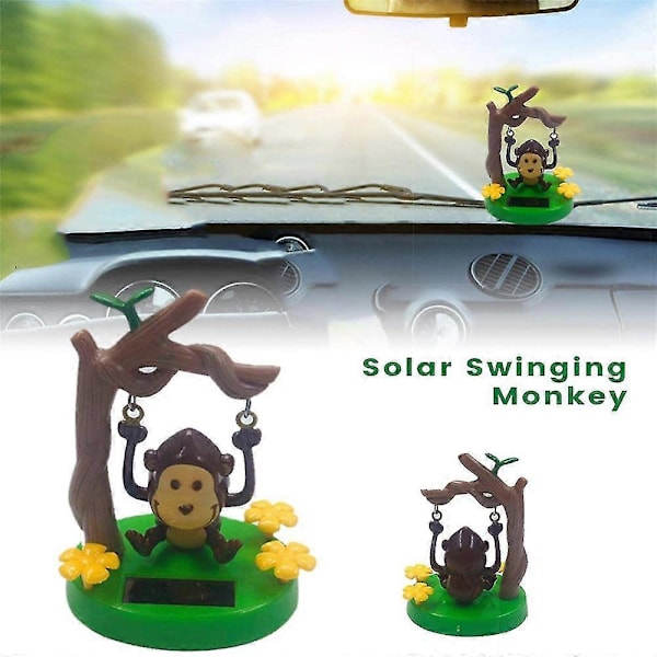 Söt Solcellsdriven Gunga Apa Animerad Bobble Dansare Leksak Bil Instrumentbräda Dekoration Dansande Leksaker Skrivbordsdekorationer