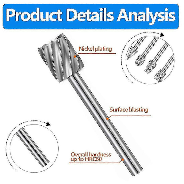 20 stk. HSS Fræser Karbid Graveringsbits til Dremel Fræsersæt 1/8\" (3 mm) Skaft til Dremel Proxxon