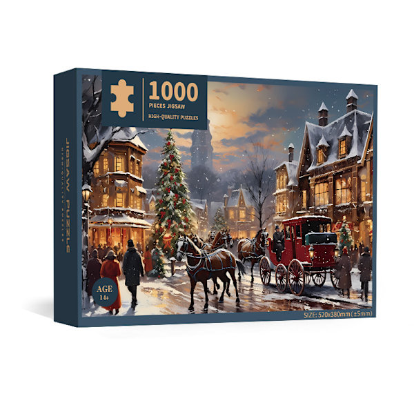 Julserie Vit Papppussel 52*38cm 1000 Bitars Pussel Pappleksak-A