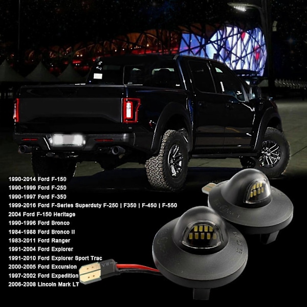 Til F150 F250 F350 2x LED Nummerpladelys Bilbelysningssæt