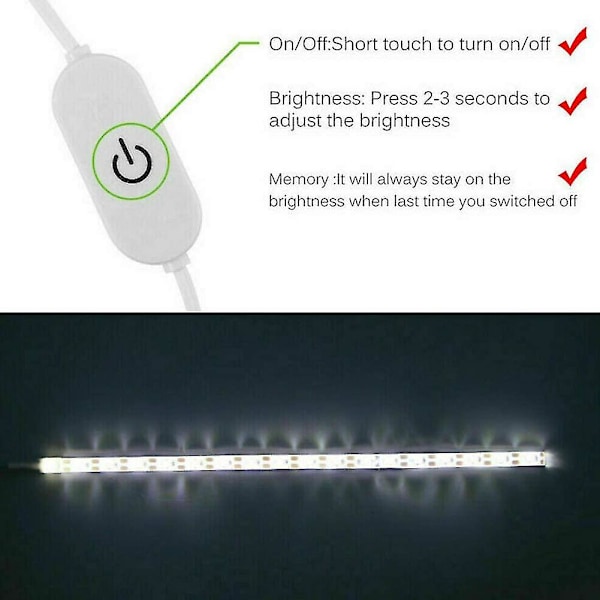 Sy LED-ljuslist med touch-dimmer och USB-strömförsörjning