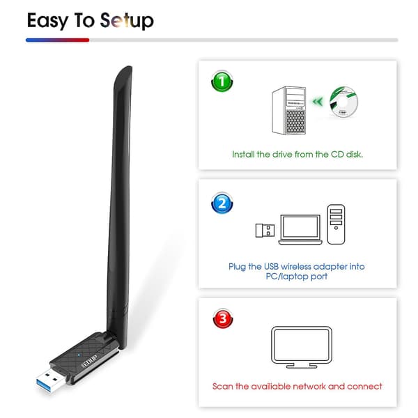 USB WiFi Adapter til PC 1300Mbps USB 3.0 Trådløs Netværk WiFi Dongle Adapter