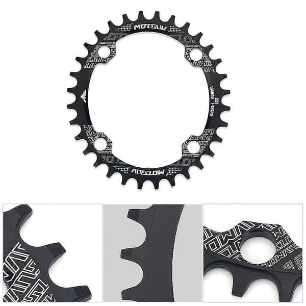 Oval cykelklinge i aluminiumslegering til BCD 104 mm Single Speed cykel 32T