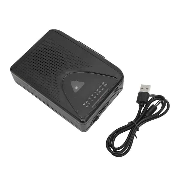 Kassetteafspiller Retro Stereo 2 Opladningsmetoder Bærbar Båndafspiller med Klar Højttaler til Indendørs Udendørs Sort