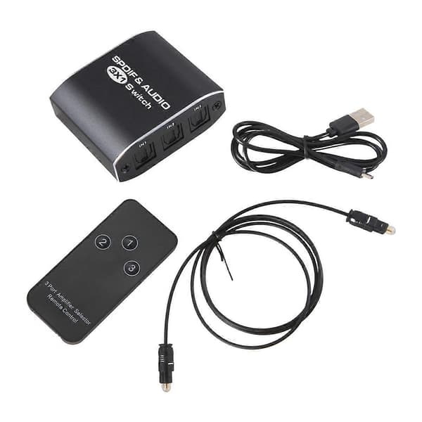 FSU Spdif & Audio Switch 3 inn 1 ut Optisk Splitter Toslink Digital Optisk Audio Switch 3X1 Adapter