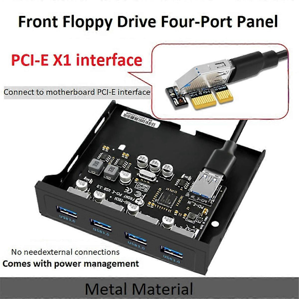 PCI-E til USB 3.0 PC Frontpanel USB Udvidelseskort PCIE USB Adapter 3,5 Tommer Floppy Frontpanel Beslag