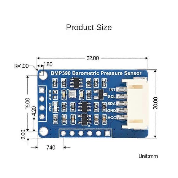 Waveshare Bmp390 Högprecisions Atmosfärisk Trycksensor Modul Atmosfärisk Tryck / Höjd /