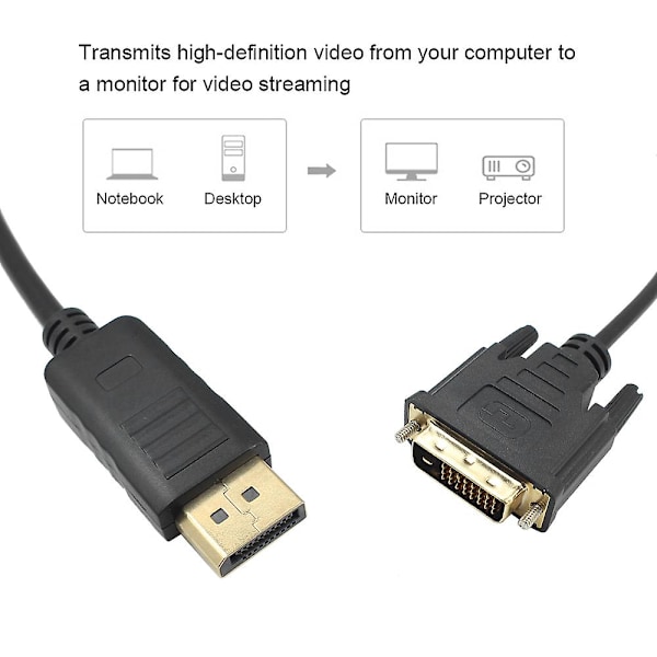 1,8 m Dp - Dvi -sovitin Displayport Display Port - Dvi -kaapelisovitinmuunnin