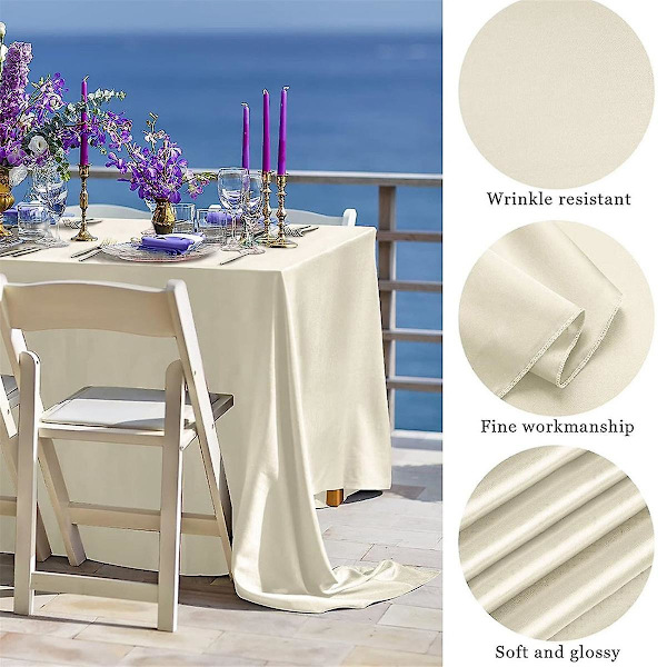 Banquet Bryllups Scene Dugt Solid Farve Rektangulær Glansfuld Satin Dug Co
