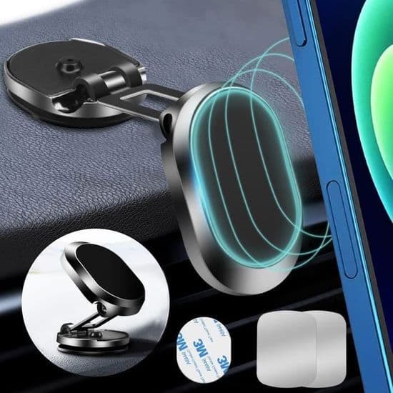 Universal magnetisk biltelefonholder, stærk magnet, 360° rotation, foldbar, bærbar, smartphoneholder - Sort YYV