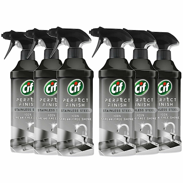 Cif Perfect Finish Rustfrit Stål Strålefri Glans Spray, 6 Pakker af 435ml