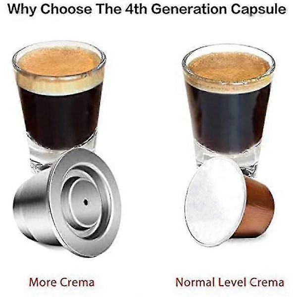 Kapselsett, gjenbrukbare, rustfritt stål, 3 stk påfyllbare pinner for Nespresso + 1 tamper + 1 skje + 1 (kui)