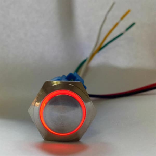 3 stk Trykknapsafbrydere med selvspærring 220v Led 16mm