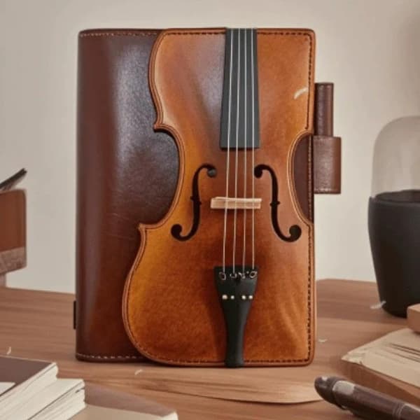 Vintage violin læder notesbog, læder dagbog, håndlavet genopfyldelig notesbog, PU læder notesbog til studier, lærere, universiteter