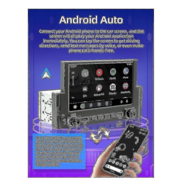 1din 6,2 tommer skærm Carplay Android-auto Radio Bilstereo Bluetooth Mp5 Afspiller 2usb Fm Modtager Hea