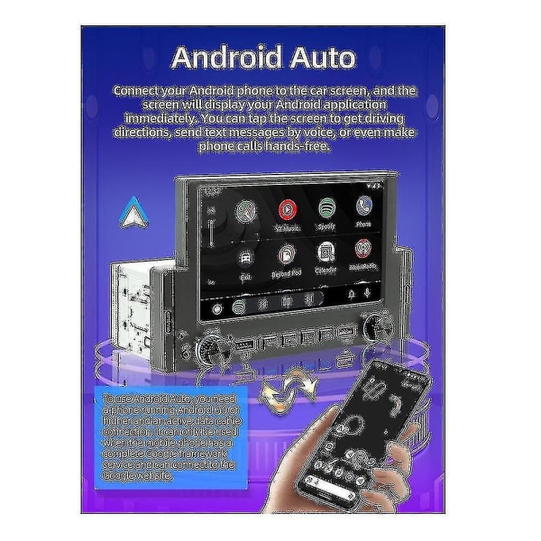 1din 6,2 tums skärm Carplay Android-auto Radio Bilstereo Bluetooth Mp5-spelare 2usb Fm-mottagare Hea