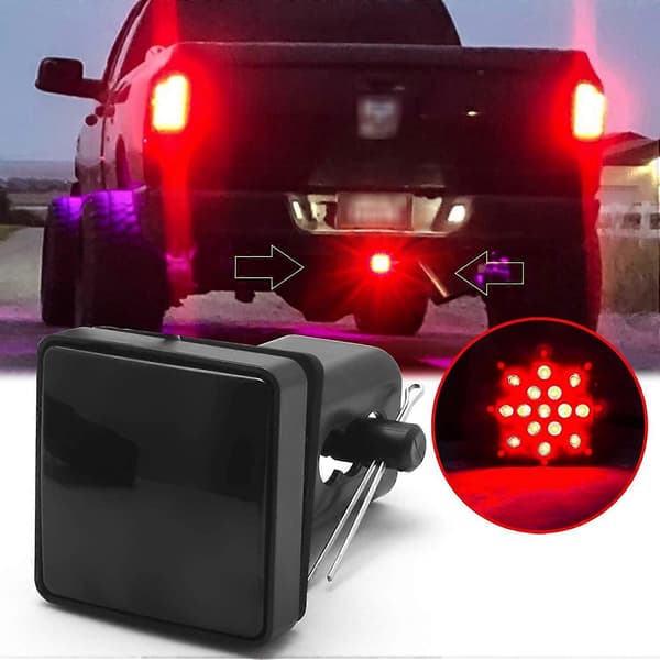 2 tommer Røget 15-LED Bremselys DRL Trailer Træk Cover Passer til Bugsering & Transport med Stift 12V