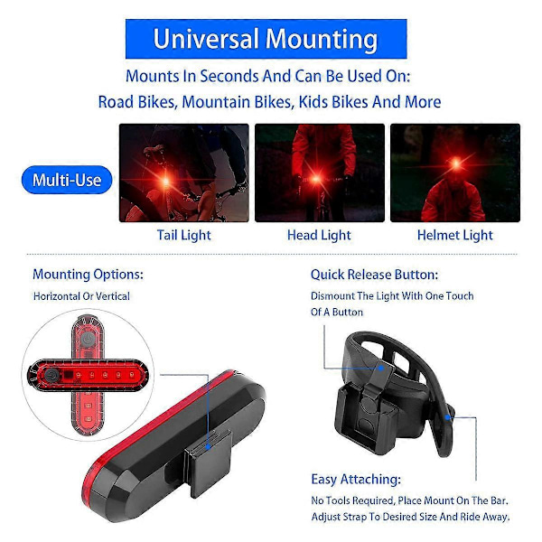 8Pack USB Genopladelig LED Cykel Baglygte, Forlygte og Baglygte til Landevejscykel