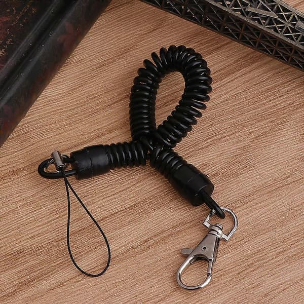 til Nøgle Elastiksnor Nøglering Sølv Ring Metal Fjeder Anti-tab Nøglering