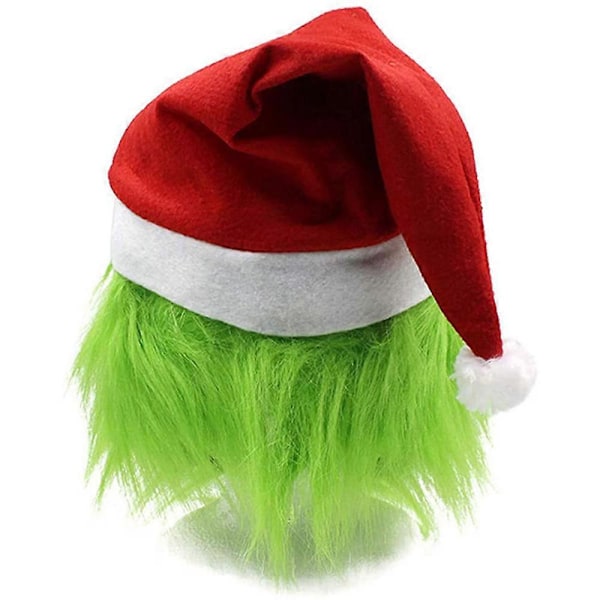 Julenissen Grinch Full Head Latex Maske med Parykk & Julehatt Monster Cosplay Jul Fest Rekvisitt