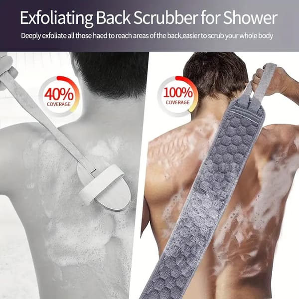 Krops Scrub Set til Professionel Massage - 3-delt Dusjset med Ryg Scrub, Duskhandsker