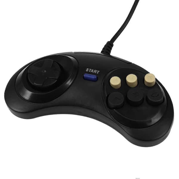 Klassisk Retro 6 Knapper Kablet Håndtak Spillkontroller GamePad JoyStick Joypad for SEGA MD2 PC MAC Mega Drive Spilltilbehør