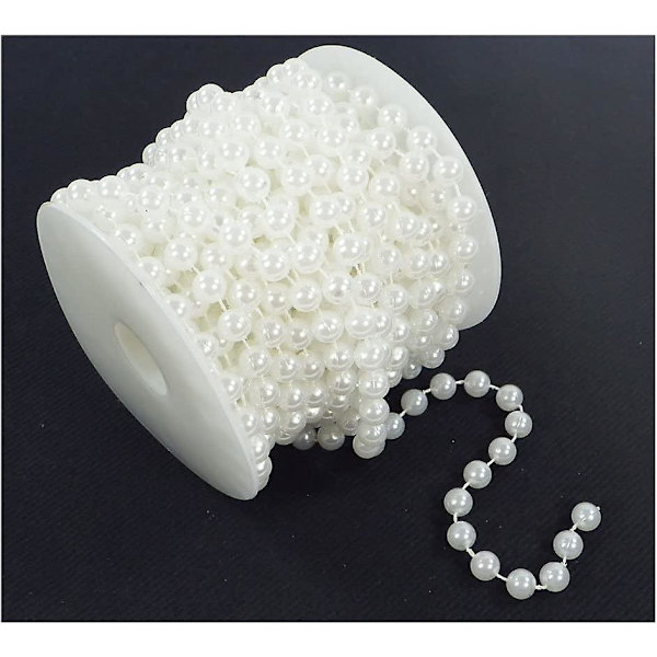 Perleband Perlekjede Perlegirlander Perlesnor Juladvent Bryllup Deko Borddekoration Metervare 6mm