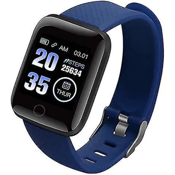 Vattentät Smartwatch Med Pulsmätare & Blodtrycksdisplay, Fitness Tracker Smartwatch 116 Plus Färgskärm - Blå